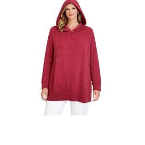 Loft Sweater Size XL Dark Berry Pink Long Sleeve Hood Pullover Oversize Cozy NWT